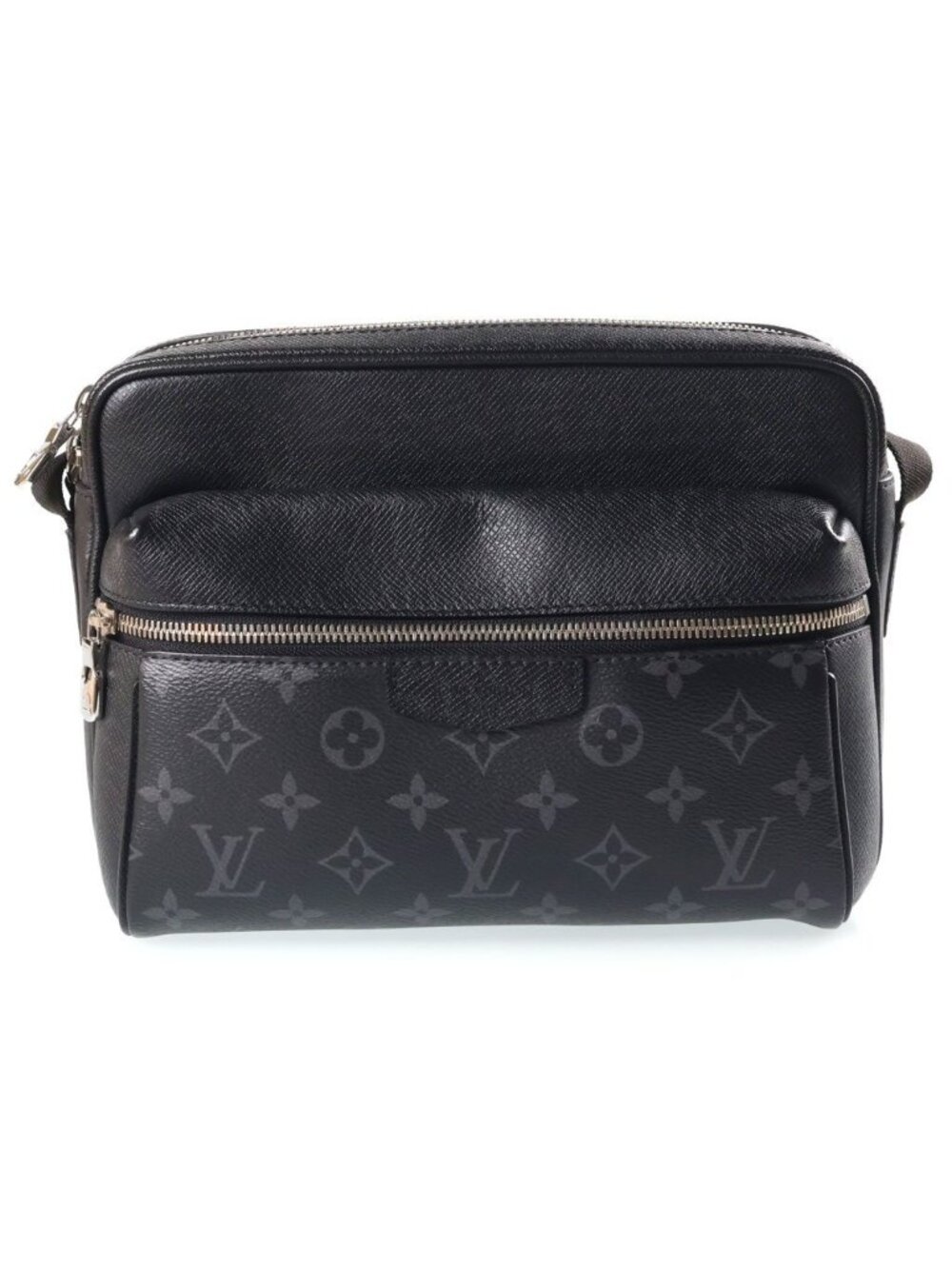 Louis Vuitton Taigarama Outdoor Messenger PM Shoulder Bag Black Leather Silver